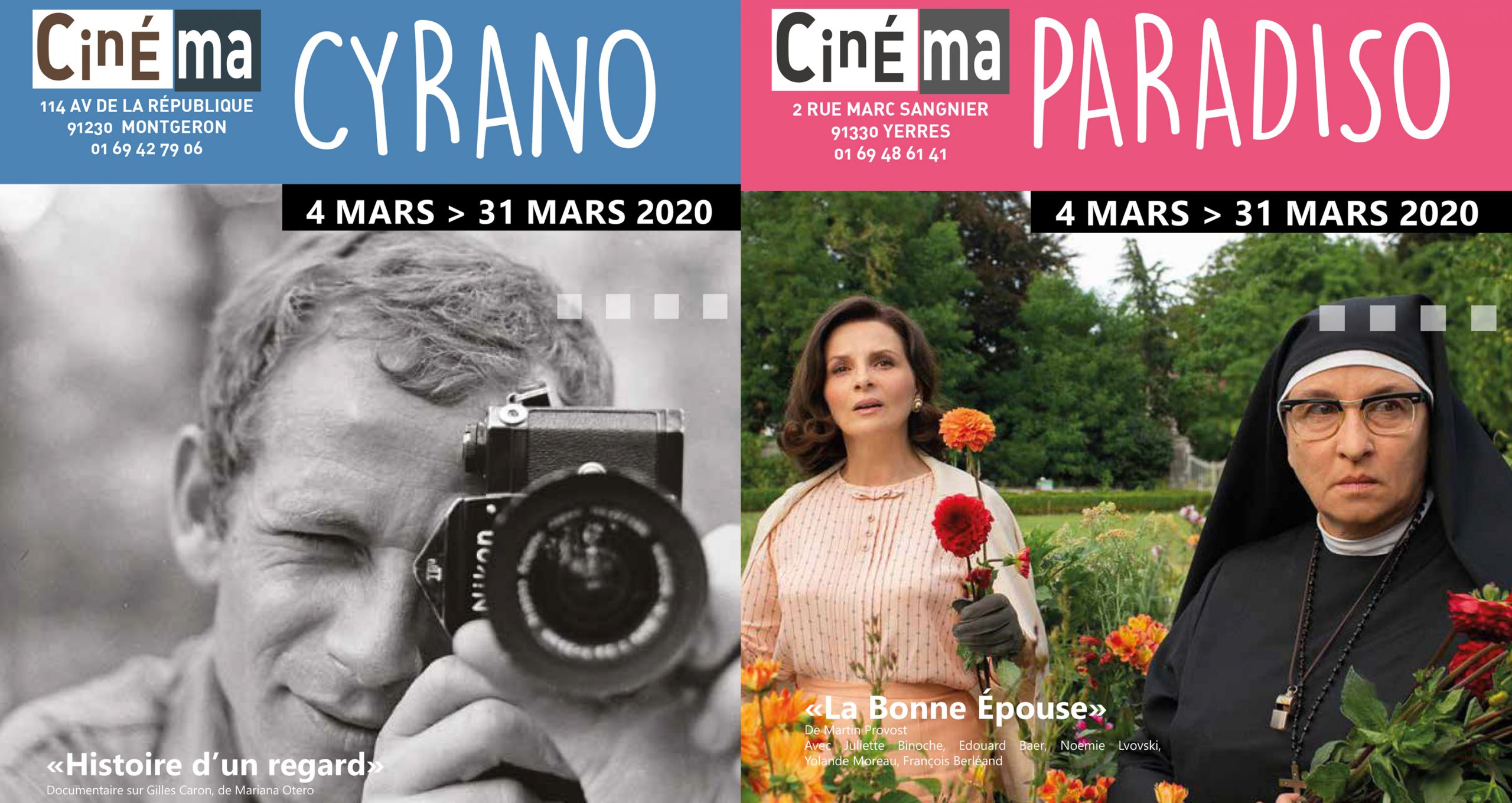 Programme du Cyrano et du Paradiso mars 2020