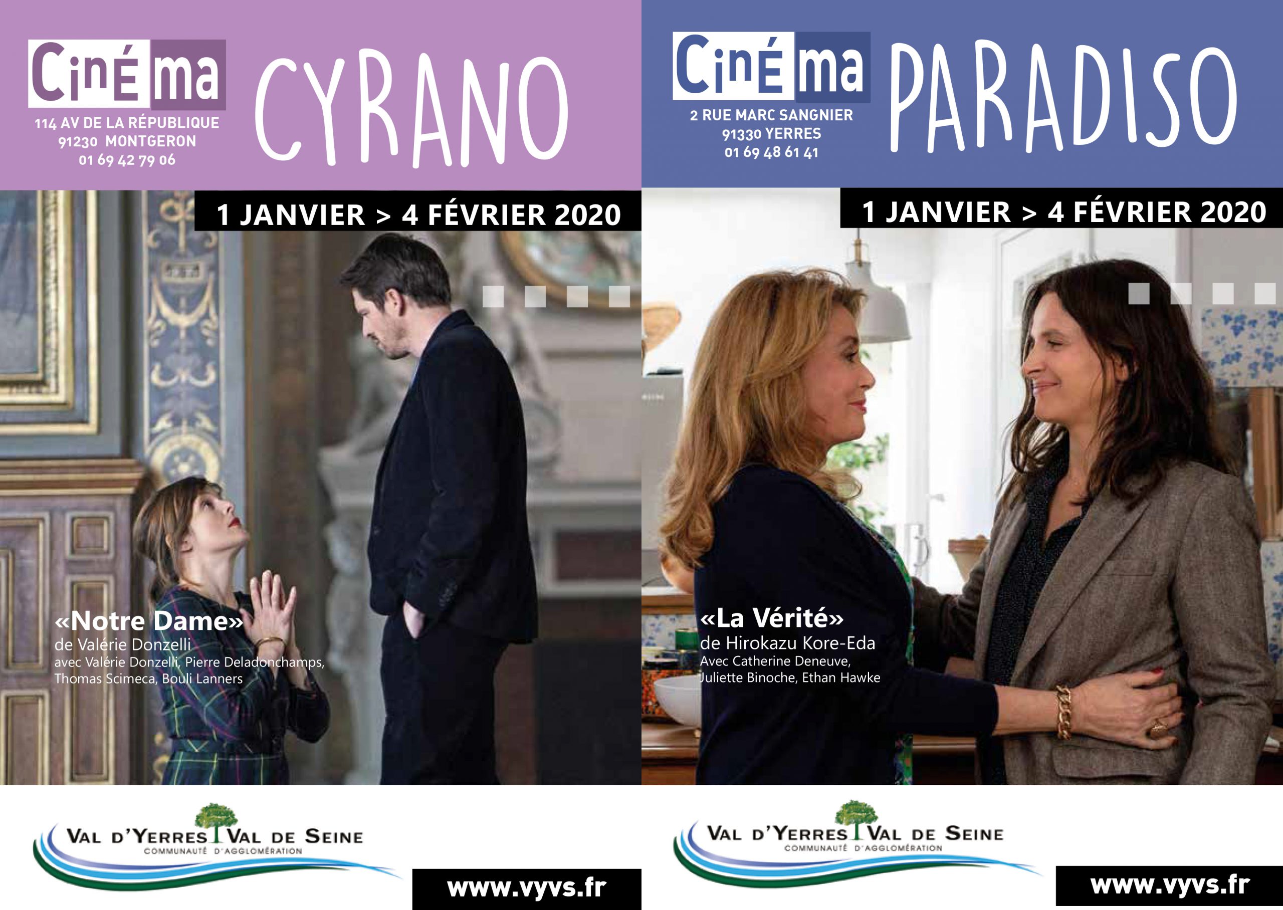 Programme du Cyrano et du Paradiso janvier 2020
