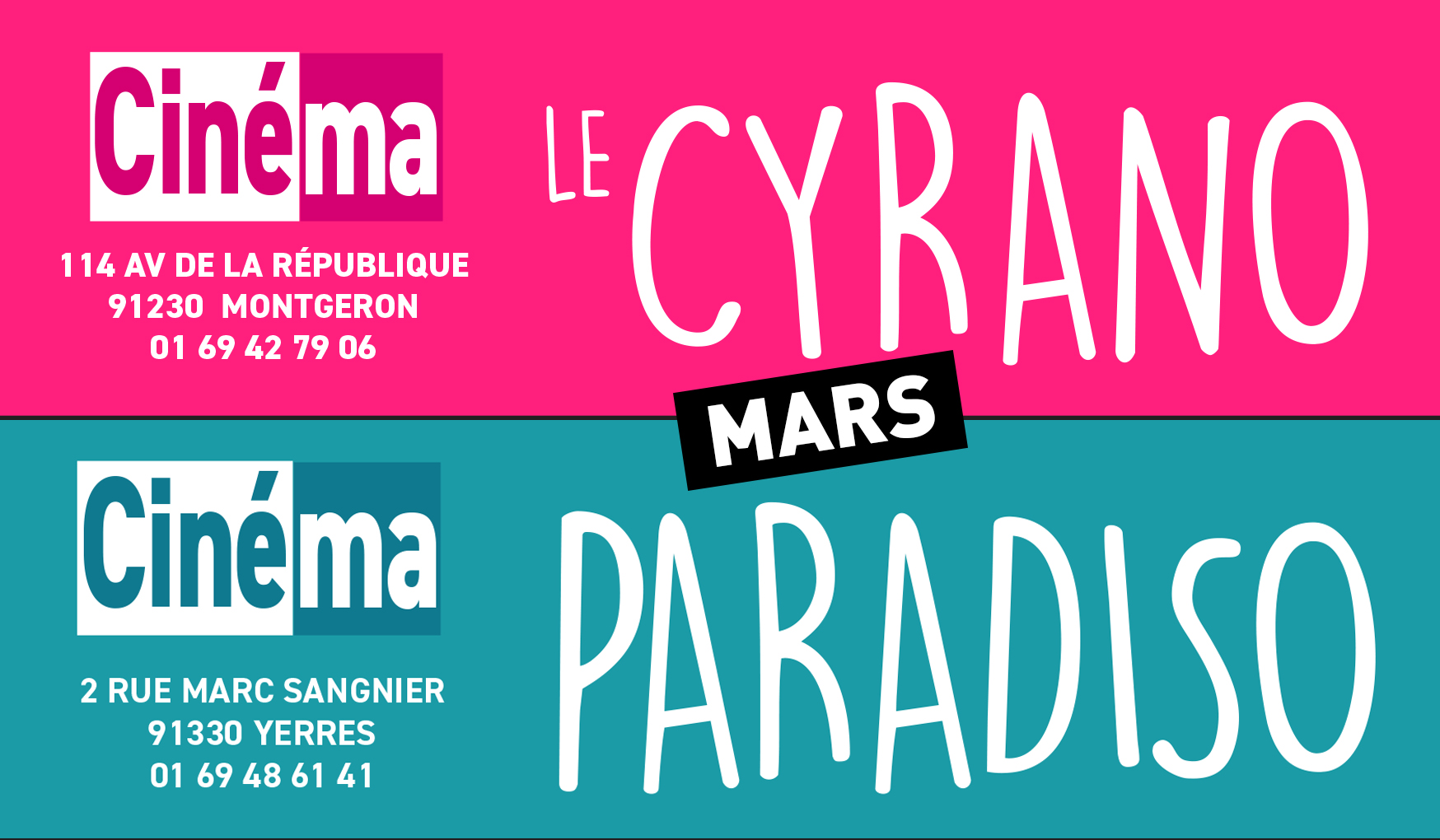 Programme du Cyrano et du Paradiso mars 2022
